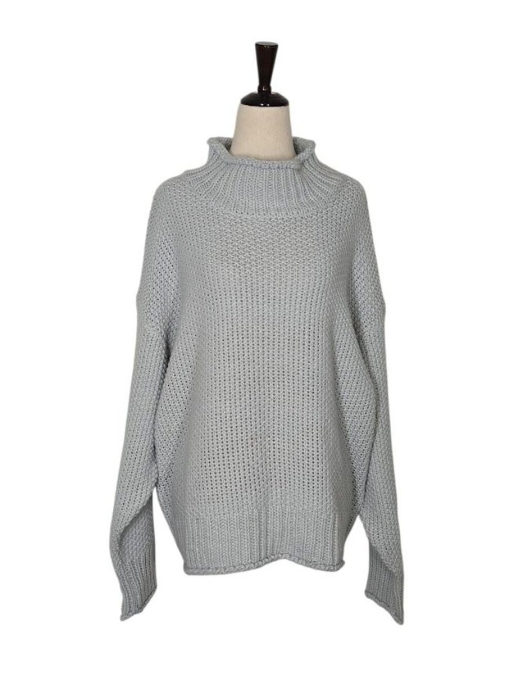 ady P Women XL Gray Chunky Knit Mock Neck Oversized Sweater NWT